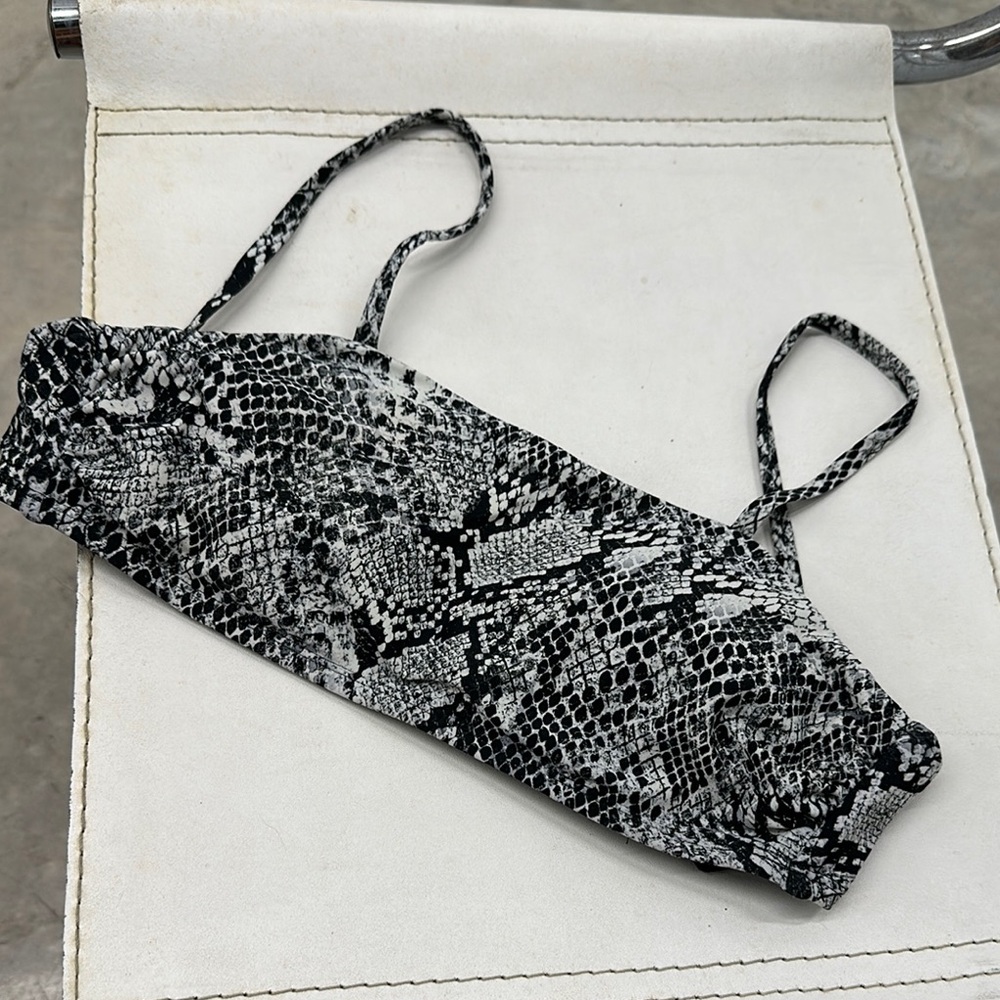 Time and Tru Black and Gray Bikini with Snakeskin Design